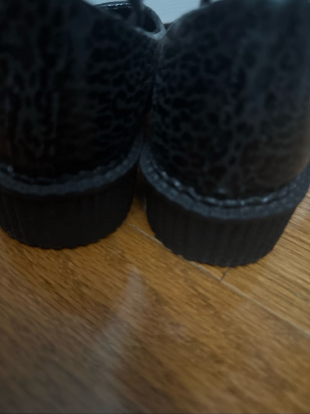 TUK Black Leopard-Print Platform Ballet Flats Sz 6 - Picture 3 of 9